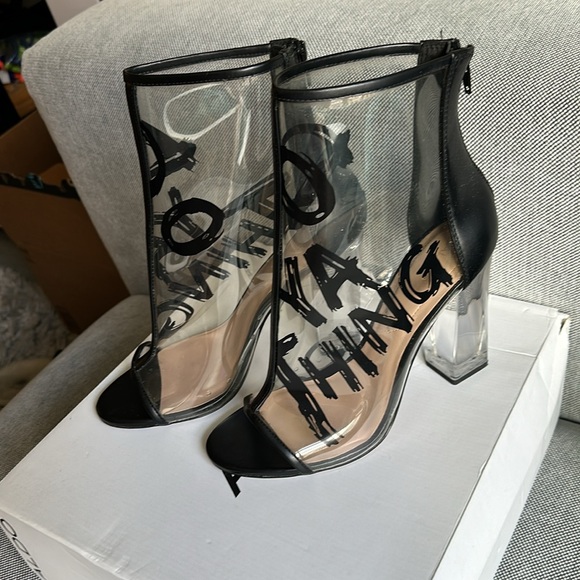 Aldo Gabbi clear, see-through open toe booties high heel boots - Picture 2 of 11